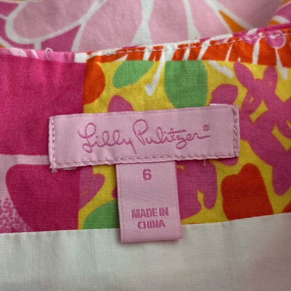 Lilly Pulitzer Pink Floral Patchwork A-Line Skirt Size 6 - Picture 3 of 3